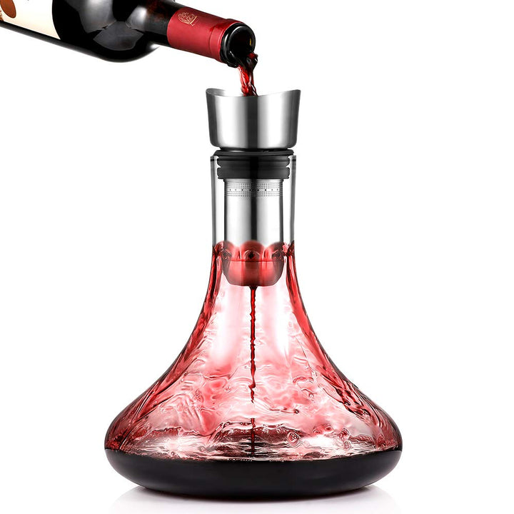 glastal Wein Dekanter Kristallglas Dekantierer mit Eingebautem Aerator Belüften und Filtern, Tropffr