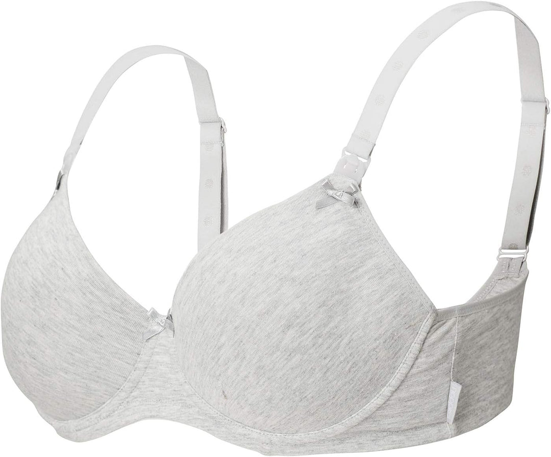 Noppies Damen Cotton Comfort Nursing Bra Umstands BH, Grey Melange, 90E EU
