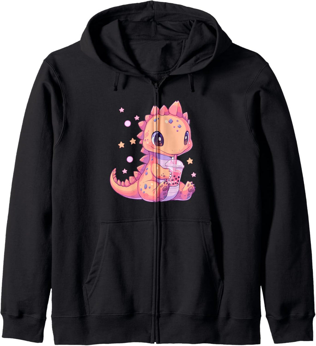 Cute Kawaii Anime Dinosaur Drinking Bubble Boba Tea Girls Kapuzenjacke