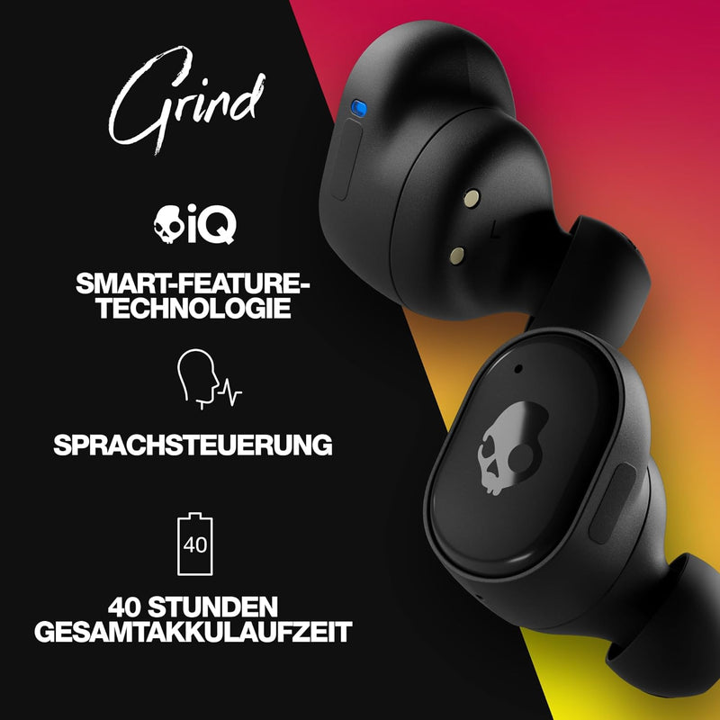 Skullcandy Grind Kabelloser In-Ear Kopfhörer, 40 Std. Akkulaufzeit, Skull-iQ, Alexa-Unterstützung, M