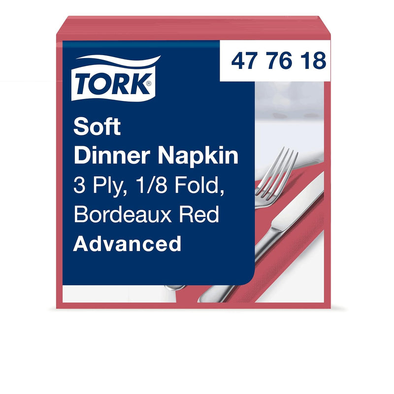 Tork 477618 Soft Dinnerservietten Bordeauxrot 1/8 Falz / 3-lagige Papierservietten / Ideal für ein A