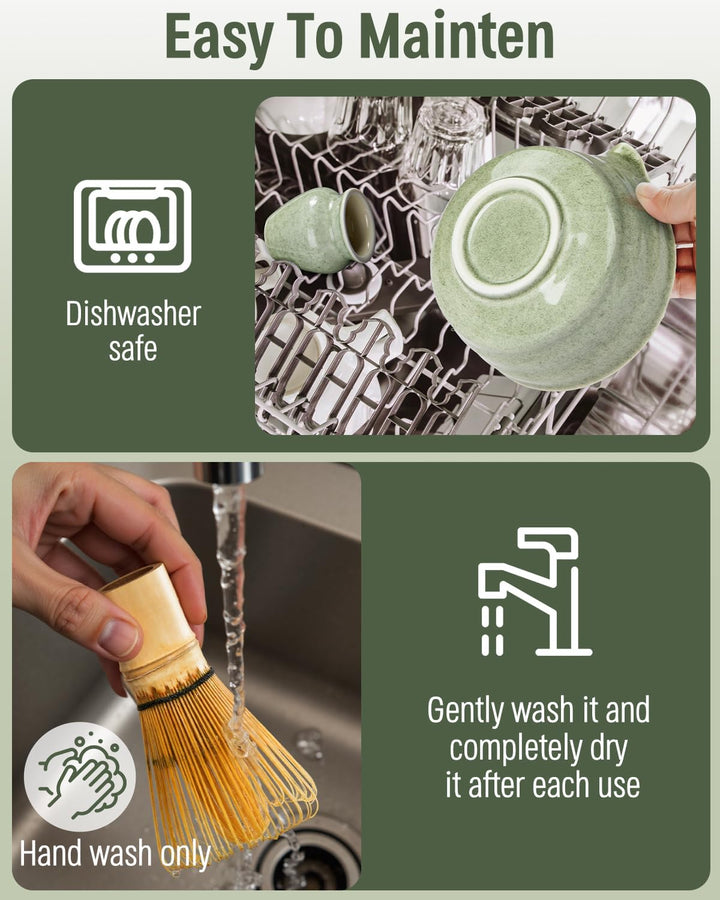 Matcha Besen Set, ThymeSpace Matcha Set für die Teezeremonie, 5 Stück traditionelles japanisches Mat