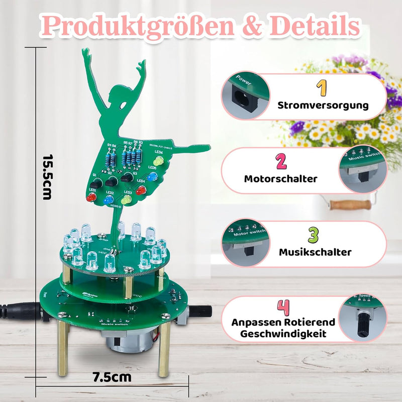 DONGKER Löt Bausatz, Tanzende Mädchen LED Schweissset mit Musik, Spieluhr Desktop Ornamente Elektron