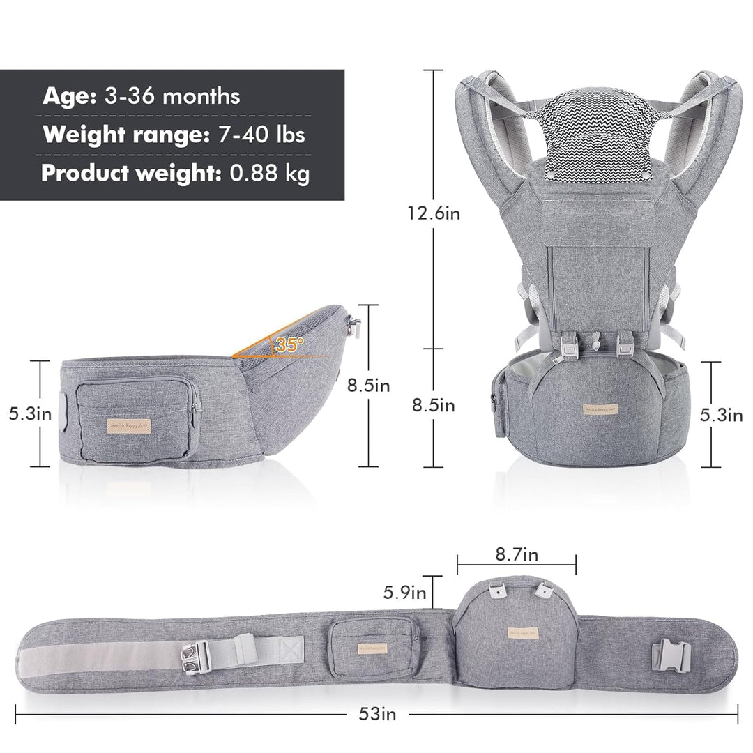 Babytrage Neugeborene ab Geburt 9-in-1 Babytrage Ergonomische Kindertrage mit M-Sitz, verstellbarer