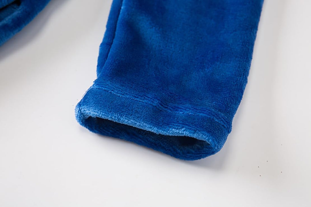 Bademantel für Mädchen, einfarbig, mit Kapuze, Flanell-Fleece-Bademantel für Jungen Königsblau 7-9 J