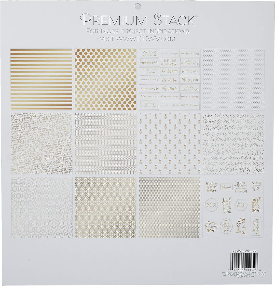 DCWV Karton 30,5 x 30,5 cm, Gold und Weiss