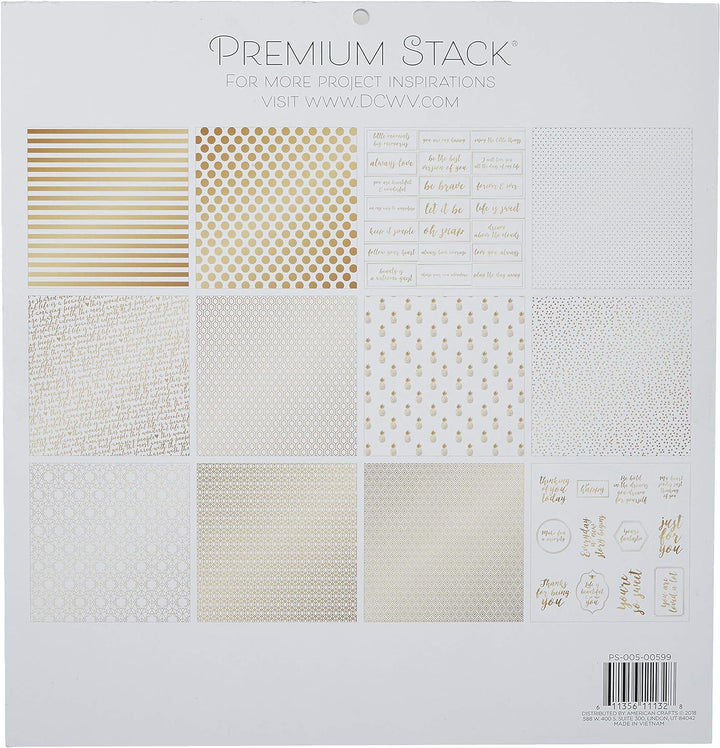 DCWV Karton 30,5 x 30,5 cm, Gold und Weiss