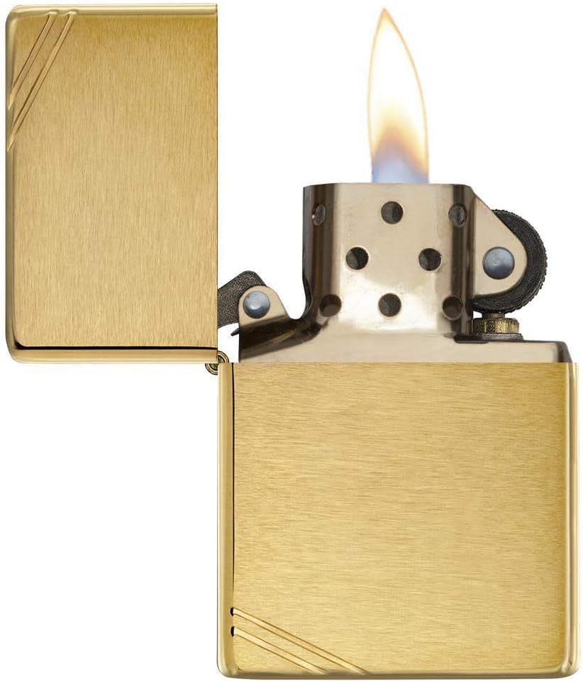 Zippo 240 Feuerzeug 60000808 Classic Vintage Benzinfeuerzeug, Messing, Brushed Brass w slashes, Brus