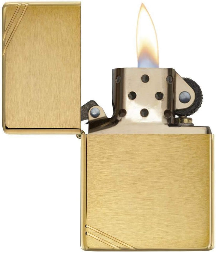 Zippo 240 Feuerzeug 60000808 Classic Vintage Benzinfeuerzeug, Messing, Brushed Brass w slashes, Brus