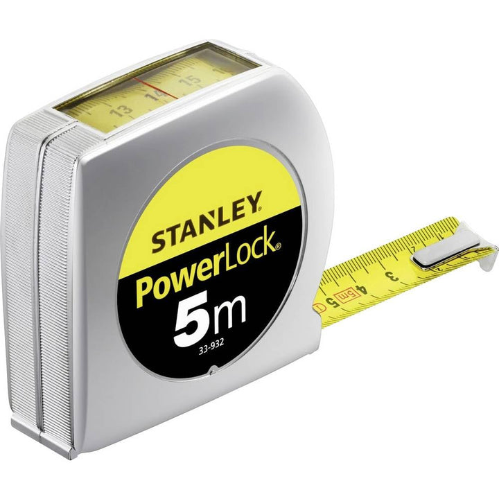 STANLEY Massband Powerlock Bandmass 0-33-932 (Massband 5m Länge mit Sichtfenster, extra starkes Band