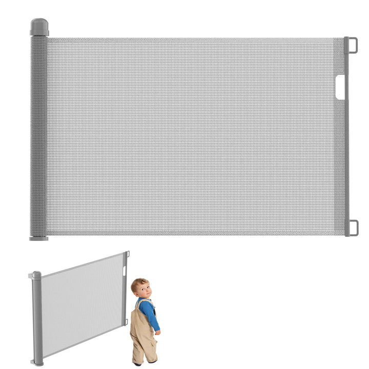 Baby Türschutzgitter Rollo Ausziehbar 0-150cm, Grau Treppenschutzrollo Treppenschutzgitter für Baby