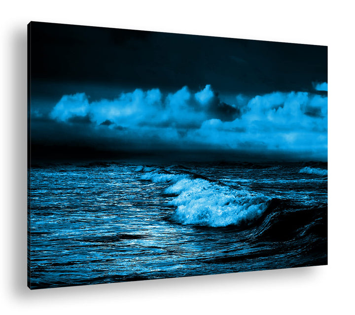 deyoli bezaubernde Küste bei Abenddämmerung Format 80x60 Effekt: Monocrome Blau als Leinwandbild, Mo