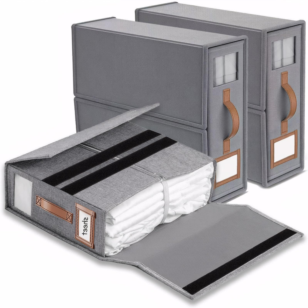 Linen Bed Sheet Organiser Box, 3 Faltbarer bettwäsche aufbewahrungbox mit Transparentem Fenster & Et