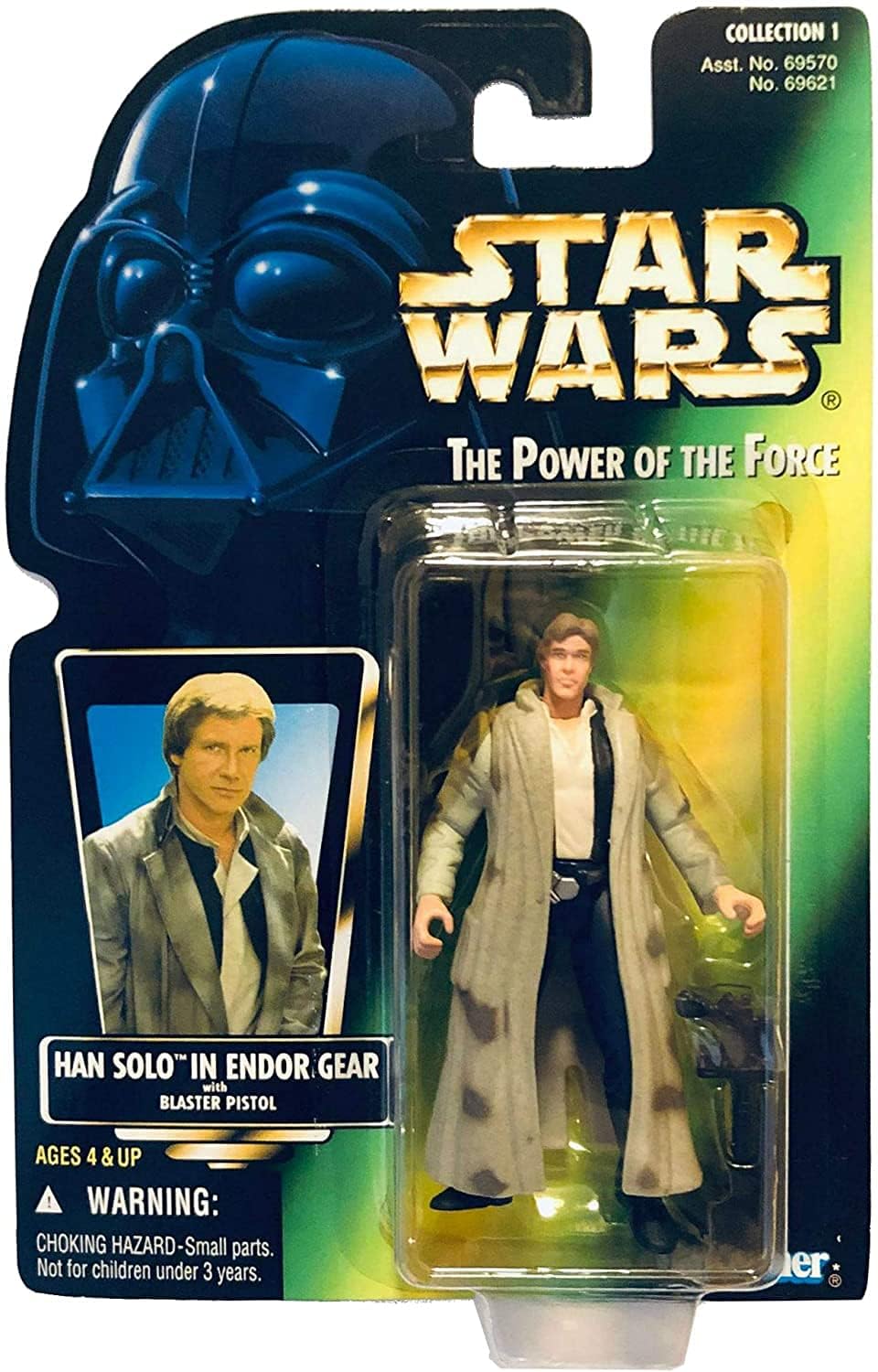 Star Wars Power of the Force Green Card Han Solo in Endor Gear Actionfigur
