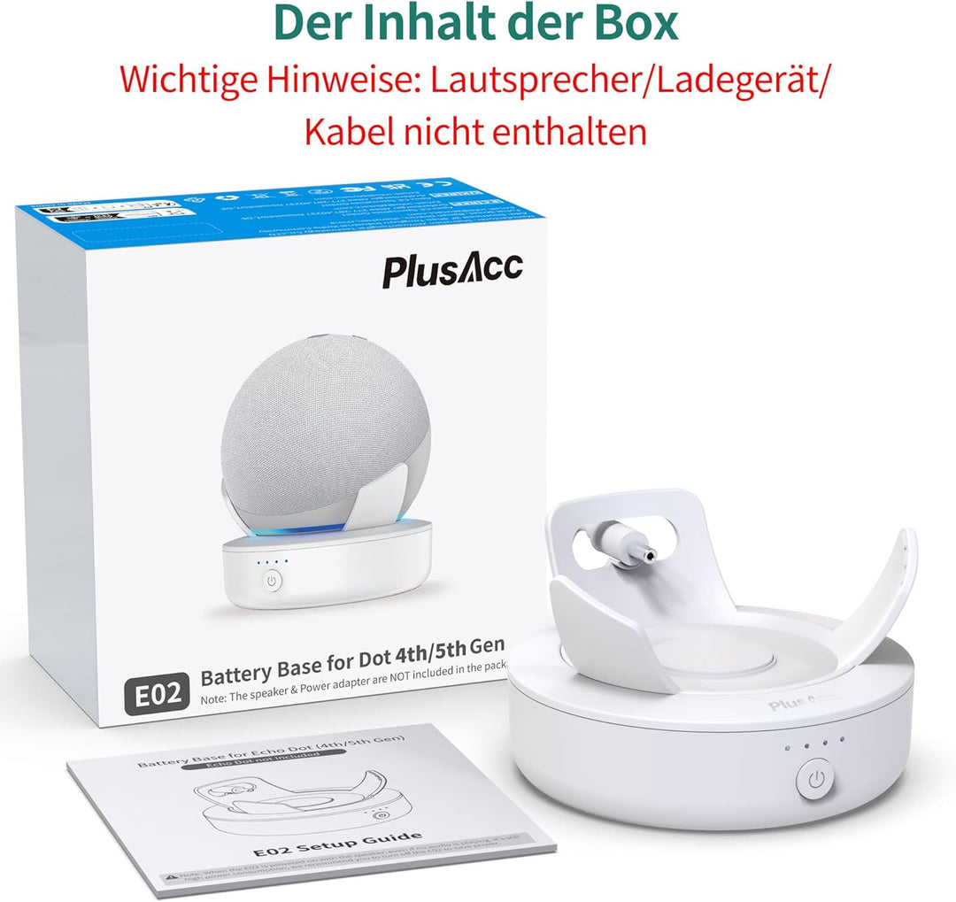 PlusAcc Dot 4.&5. Gen - Tragbare Batterie Base Ständer Zubehör (Nur Akku) (White), White