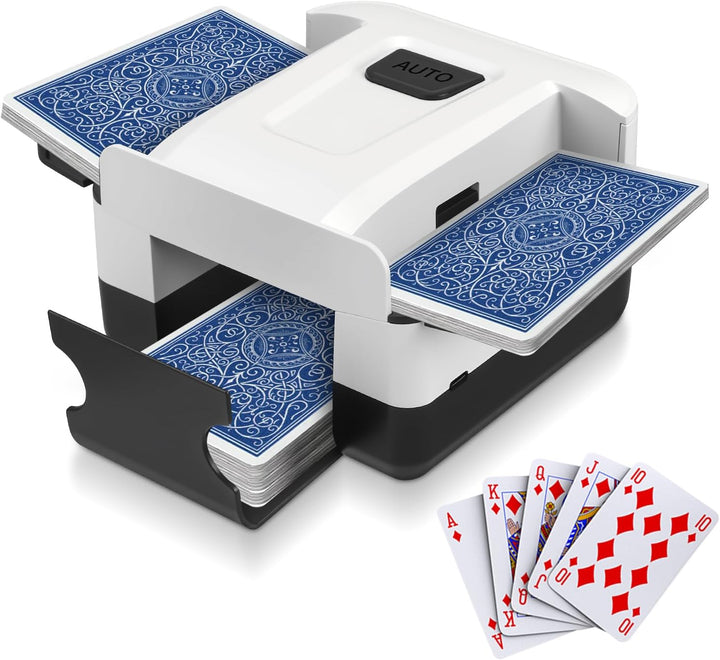 Wiederaufladbare Kartenmischmaschine für UNO &amp; Poker, Leiser Kartenmischer | 2000mAh Akku mit USB-C.