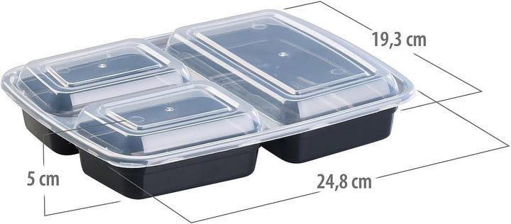 Rosenstein & Söhne Menueschalen: 21er-Set Lebensmittel-Boxen mit je 3 Trennfächern und Deckeln, 850