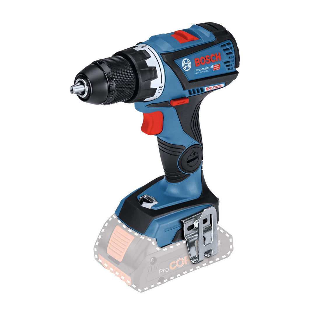 Bosch Professional 18V System Akku Bohrschrauber GSR 18V-60 C (max. Drehmoment 60 Nm, ohne Akku/ Lad