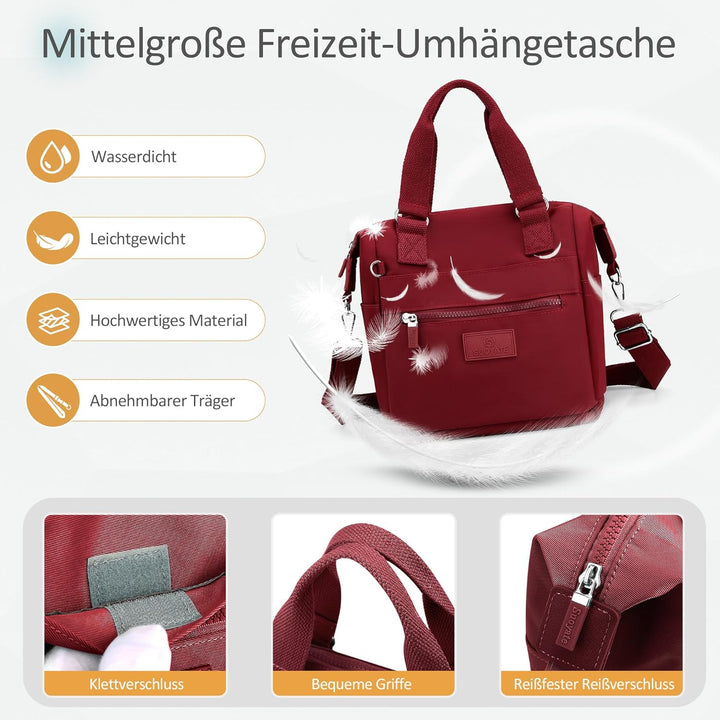 DIRRONA Beiläufig Damen Umhängetasche Multi Pocket Multi Fach Crossbody Bag Mittelgrosse Umhängetasc