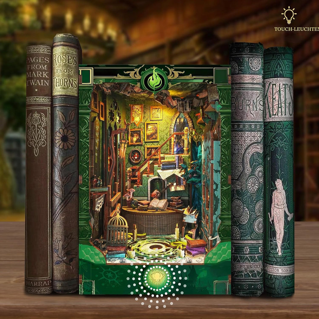 Book Nook Kit für Erwachsene: LUMYCE Holzpuzzle DIY Miniatur Haus 3D Puppenhaus - Buchstütze für Büc