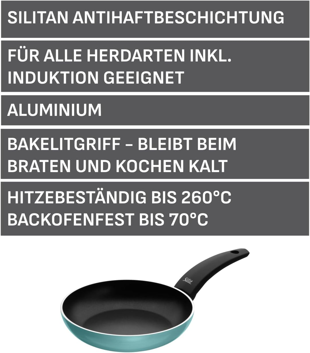 Silit Belluna Bratpfanne 28 cm Induktion, Aluminium beschichtet, Kunststoffgriff, für schonendes Bra