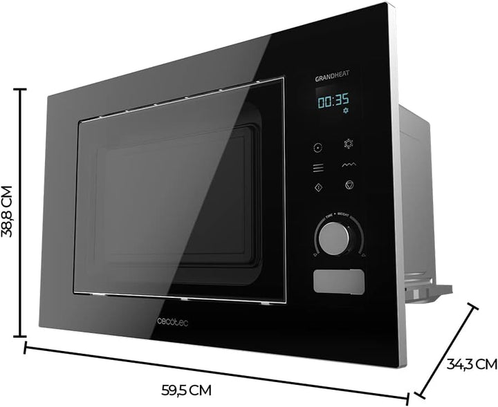 Cecotec Einbaubarer Digitaler Mikrowellenherd GrandHeat 2000 Built-in Touch Black. 1200 W Leistung,