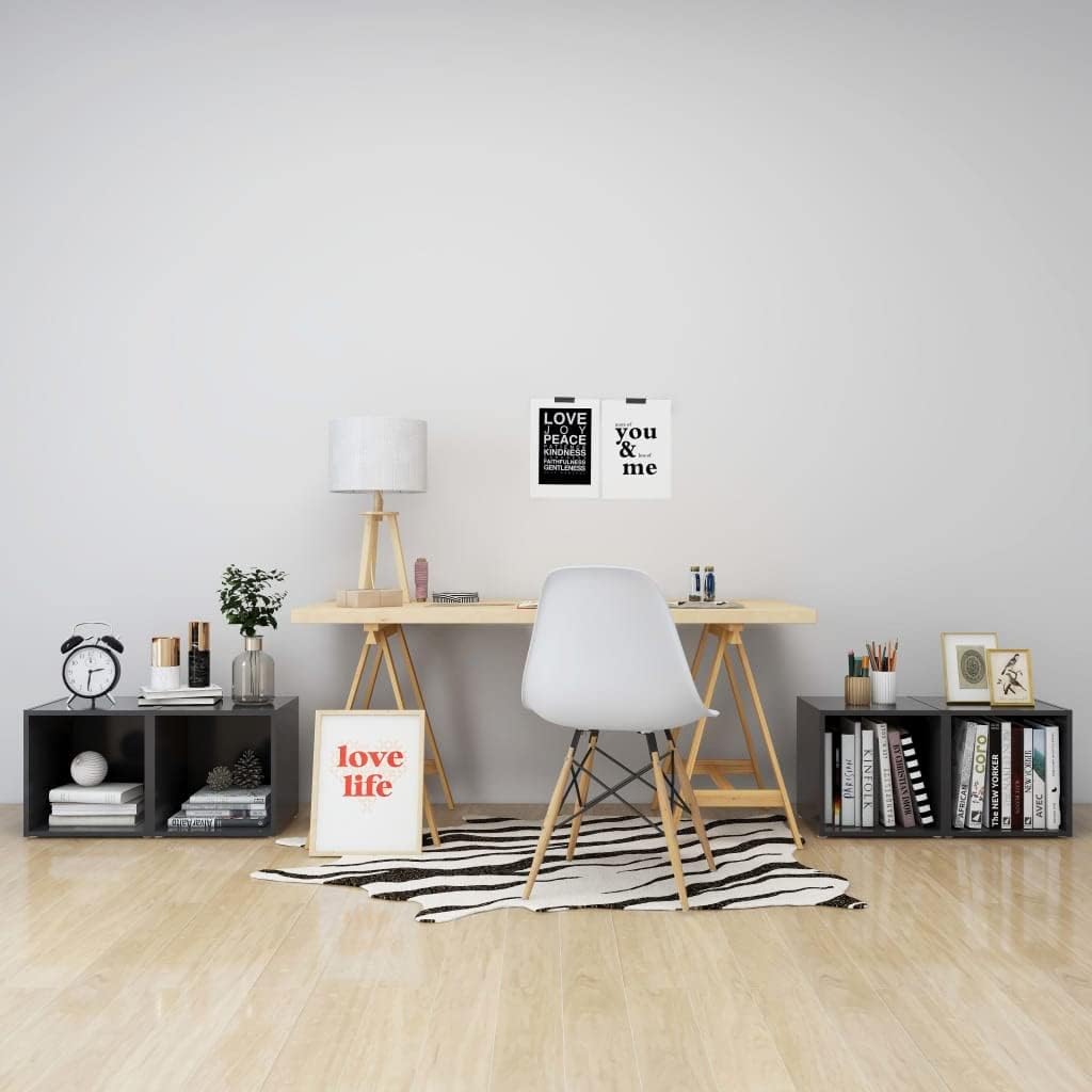 homiuse TV-Schränke 4 STK. Grau 37x35x37 cm Holzwerkstoff TV-Lowboard Fernsehtisch TV Board Fernsehs