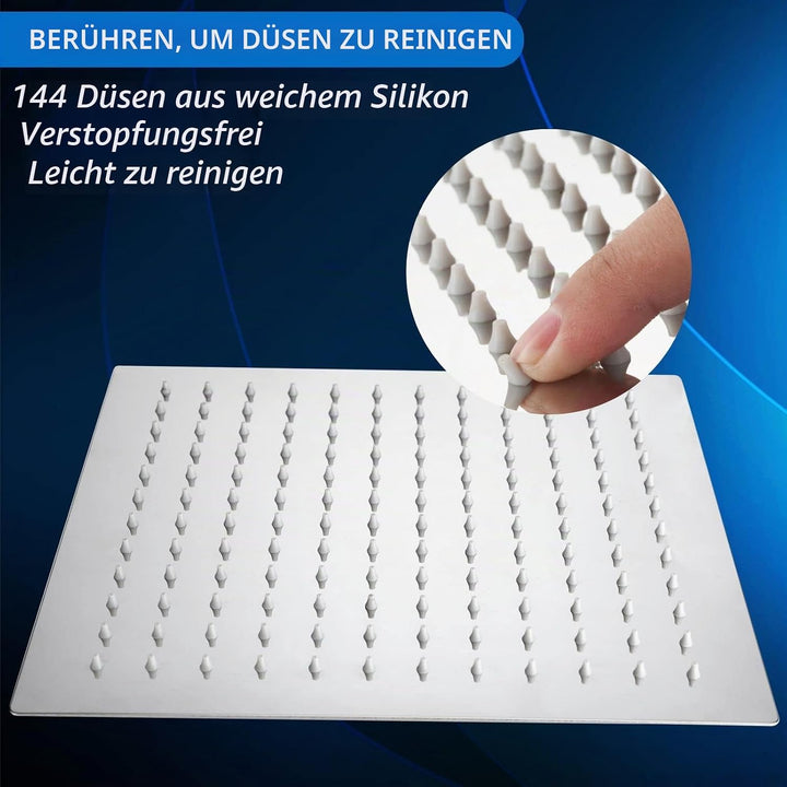 30cm Grosser Regenbrause - Voolan Quadrat Hochdruck Duschkopf aus Edelstahl 304 - Komfortables Dusch
