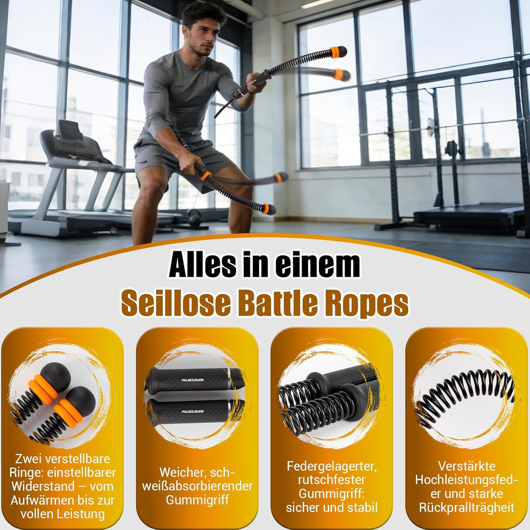 Ropeless Battle Ropes, Verstellbare Battle Rope Ohne Seil mit Tragetasche & Übungsanleitung, Gewicht