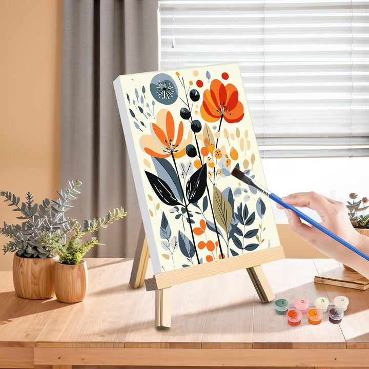 GHHKUD 4 Stück Malen Nach Zahlen Erwachsene, Blumen Malen Nach Zahlen Mit Rahmen, DIY Handgemalt Ölg