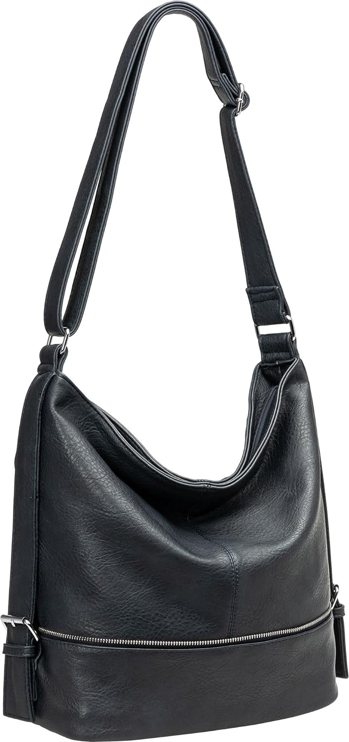 Caspar TS732 grosse Damen XL Umhängetasche Dunkelblau, Dunkelblau