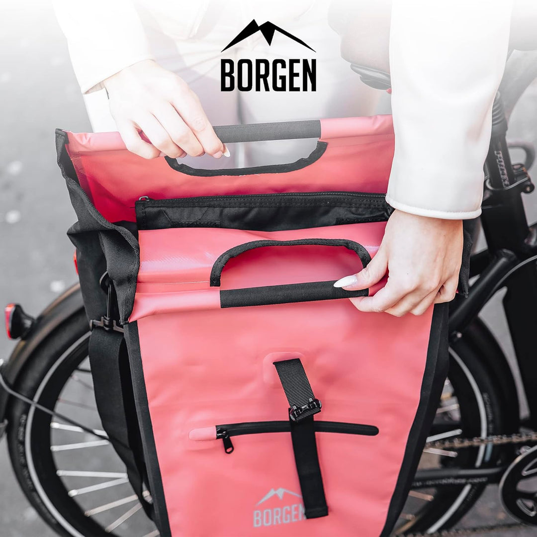 Borgen Fahrrad Einkaufstasche für Gepäckträger mit herausnehmbaren Kühleinsatz - Verwendbar als Gepä