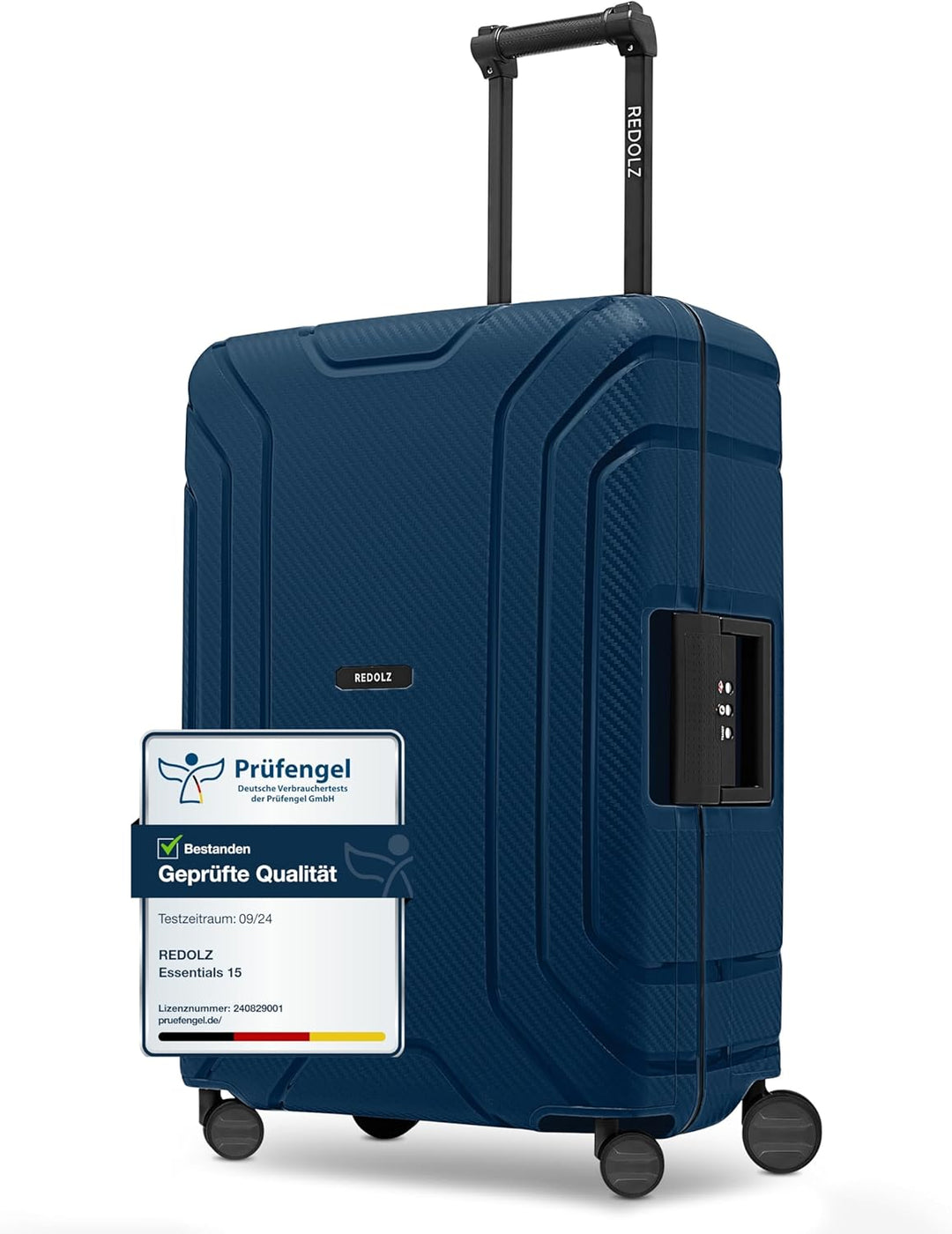 REDOLZ Hartschalen Check-in Koffer ohne Reissverschluss | 3-Punkt-Verschluss-System | Mittelgrosser