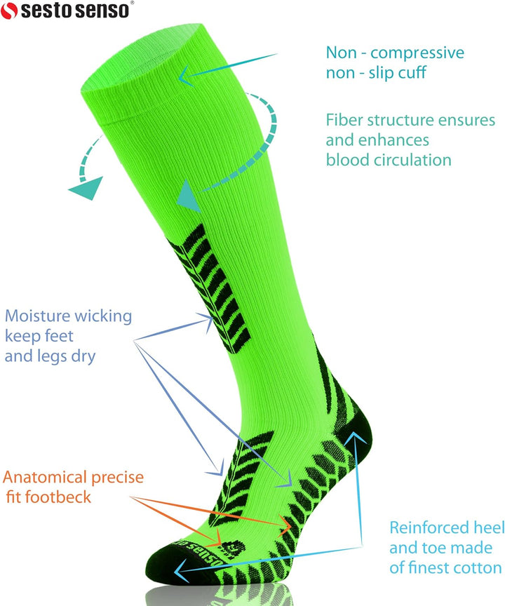 sesto senso 3 Paar Kompressionsstrümpfe Sport Damen Herren Unisex Bunt Hohe Sportsocken Laufsocken,