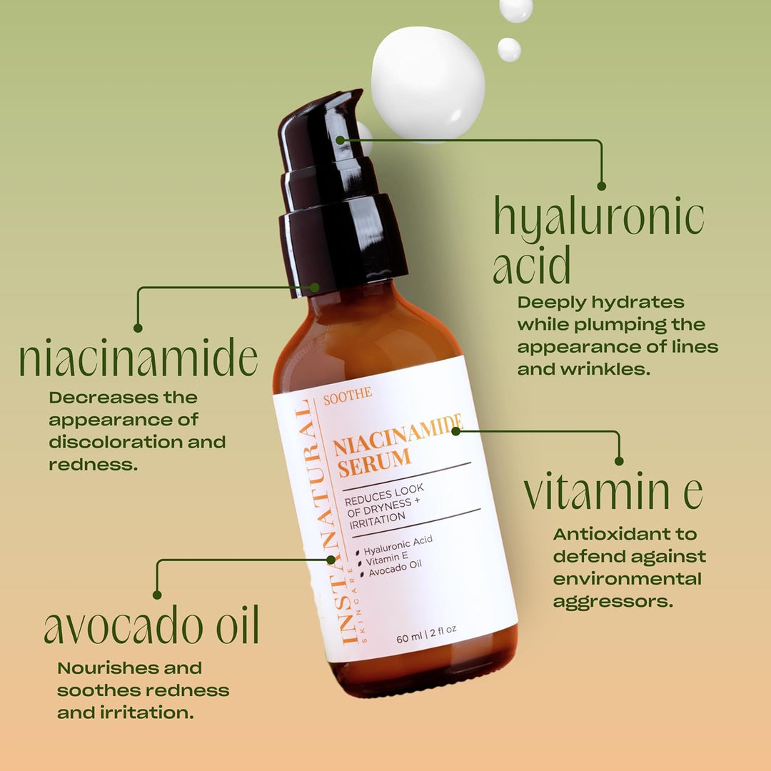 InstaNatural Niacinamid-5% Gesichts-Serum – Anti-Aging Feuchtigkeitsspender mit Vitamin B3. Reduzier