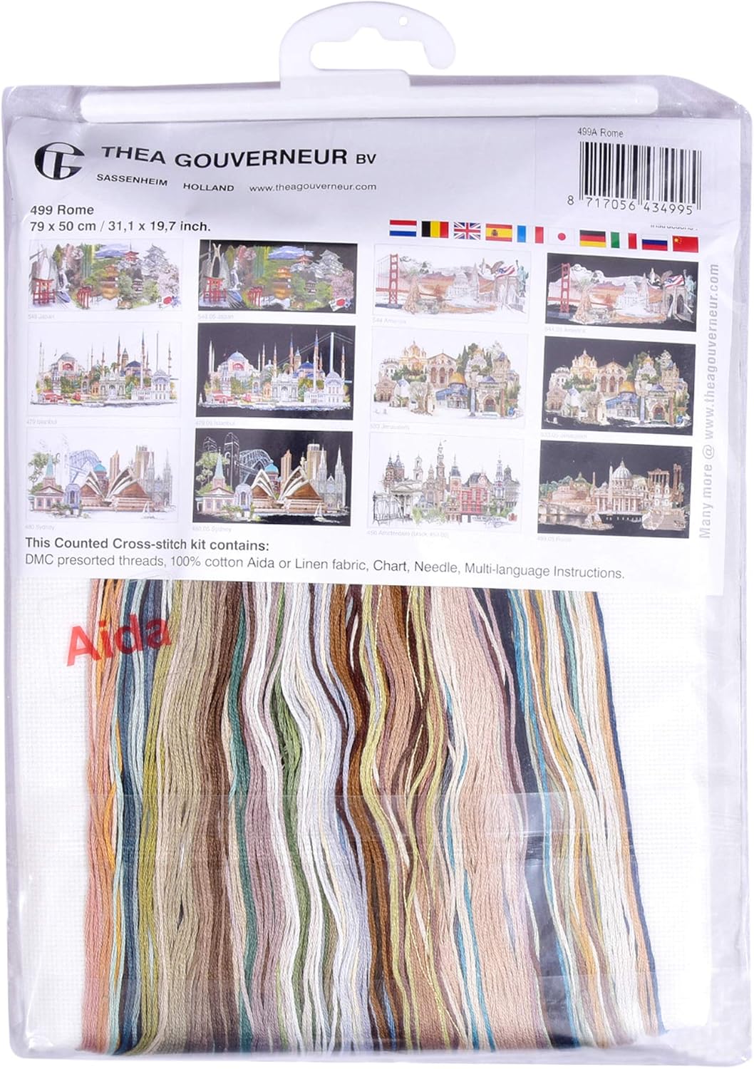 Thea Gouverneur - Kreuzstich-Set - Rom Italien- Leinen - Aida - 18 Count - Für Erwachsene - 499A 79x