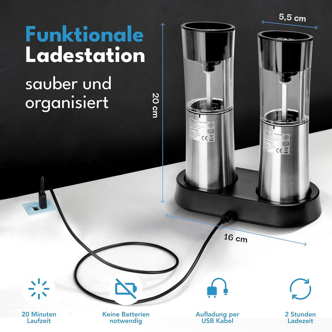 Salz und Pfeffermühle Elektrisch Set - Kipp-Sensor & Wiederaufladbar I Automatische & Elektrische Pf