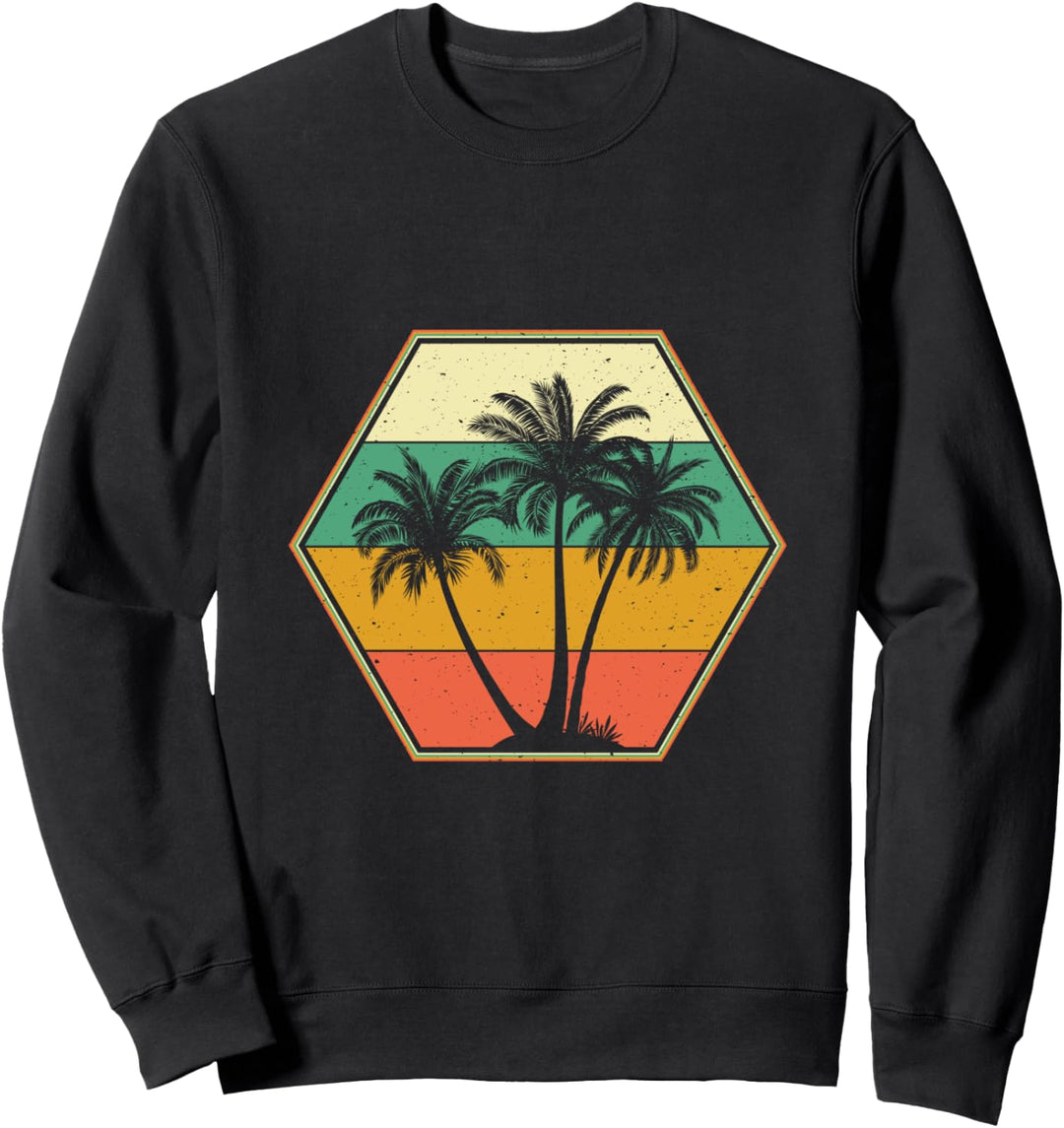 Palme im Vintage-Retro-Stil mit tropischem Strand-Motto Sweatshirt