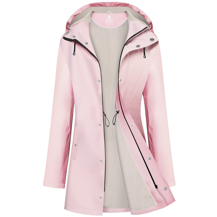 UNIQUEBELLA Regenjacke Damen Wasserdicht Regenmantel Mit Kapuze Winddicht Wetterfest Übergangsjacke