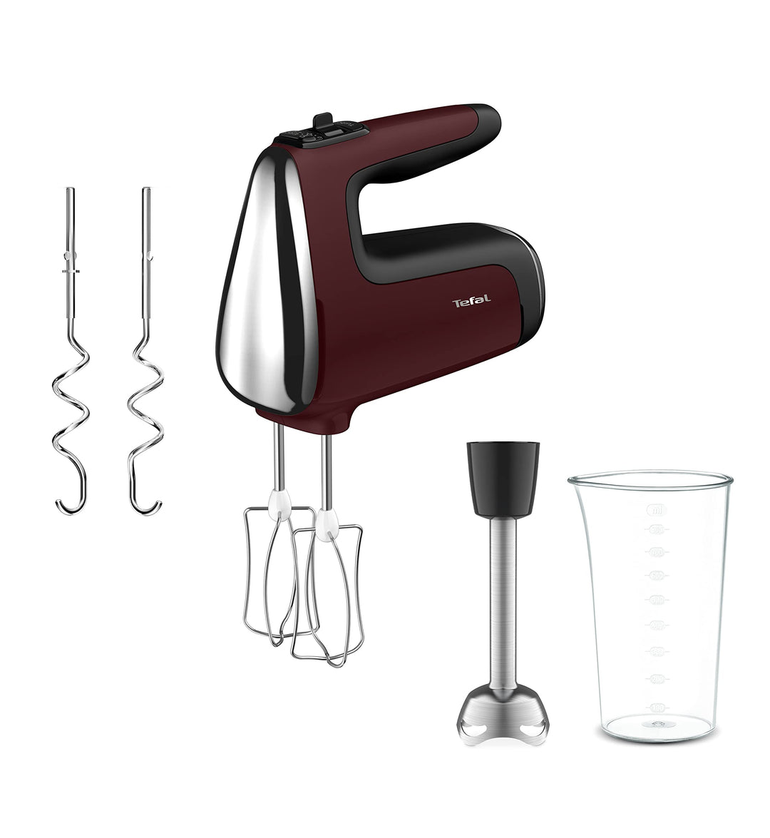 Tefal HT6525 Powermix Silence Handmixer | 600 W Leistung | offener Griff | Geschwindigkeitsstufen +