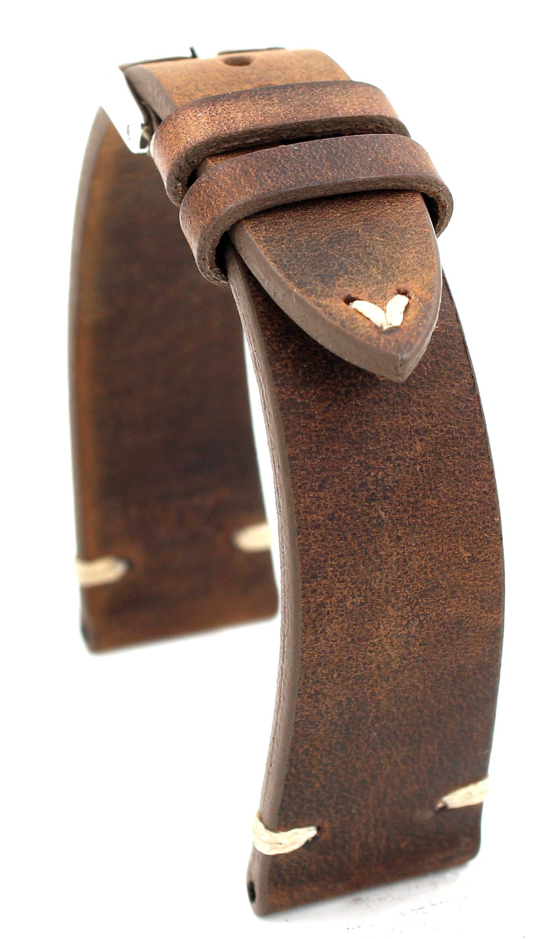 RIOS1931 Sagittarius Vintage Rindsleder Uhrenarmband handgemacht in Deutschland Robust 19mm braun Mo