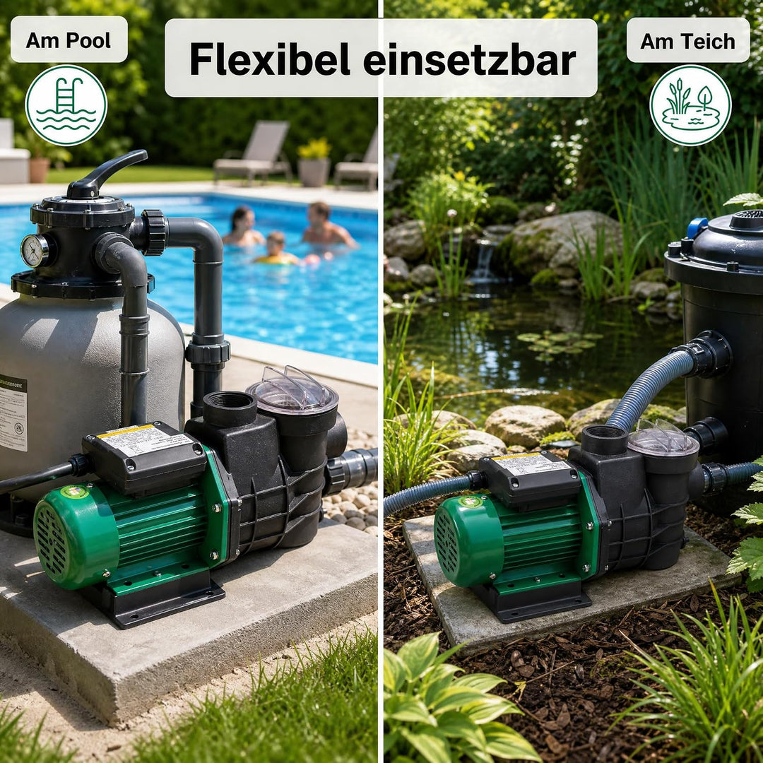 HST Leis Poolpumpe 12m3, 12000 Liter/Std, 550 W I Erweiterbare Filterpumpe mit geringer Energieaufna