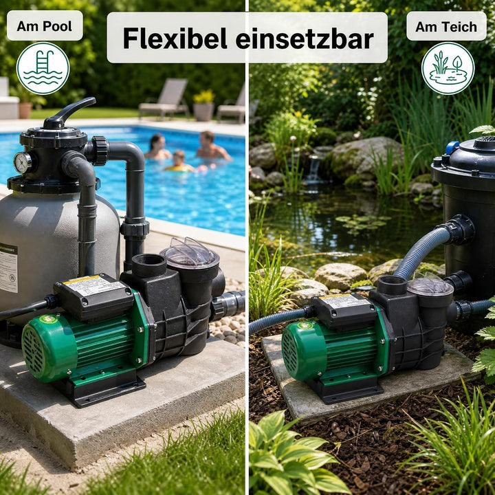 HST Leis Poolpumpe 12m3, 12000 Liter/Std, 550 W I Erweiterbare Filterpumpe mit geringer Energieaufna