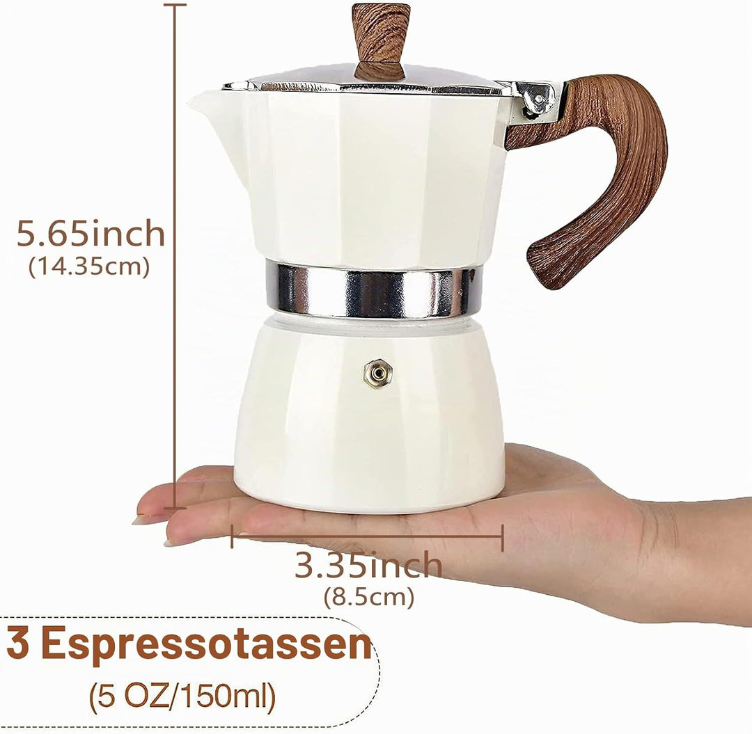 Espressokocher für den Herd, 3 Espressotassen, Mokkakanne – 142 ml, manuelle kubanische Kaffee-Perko