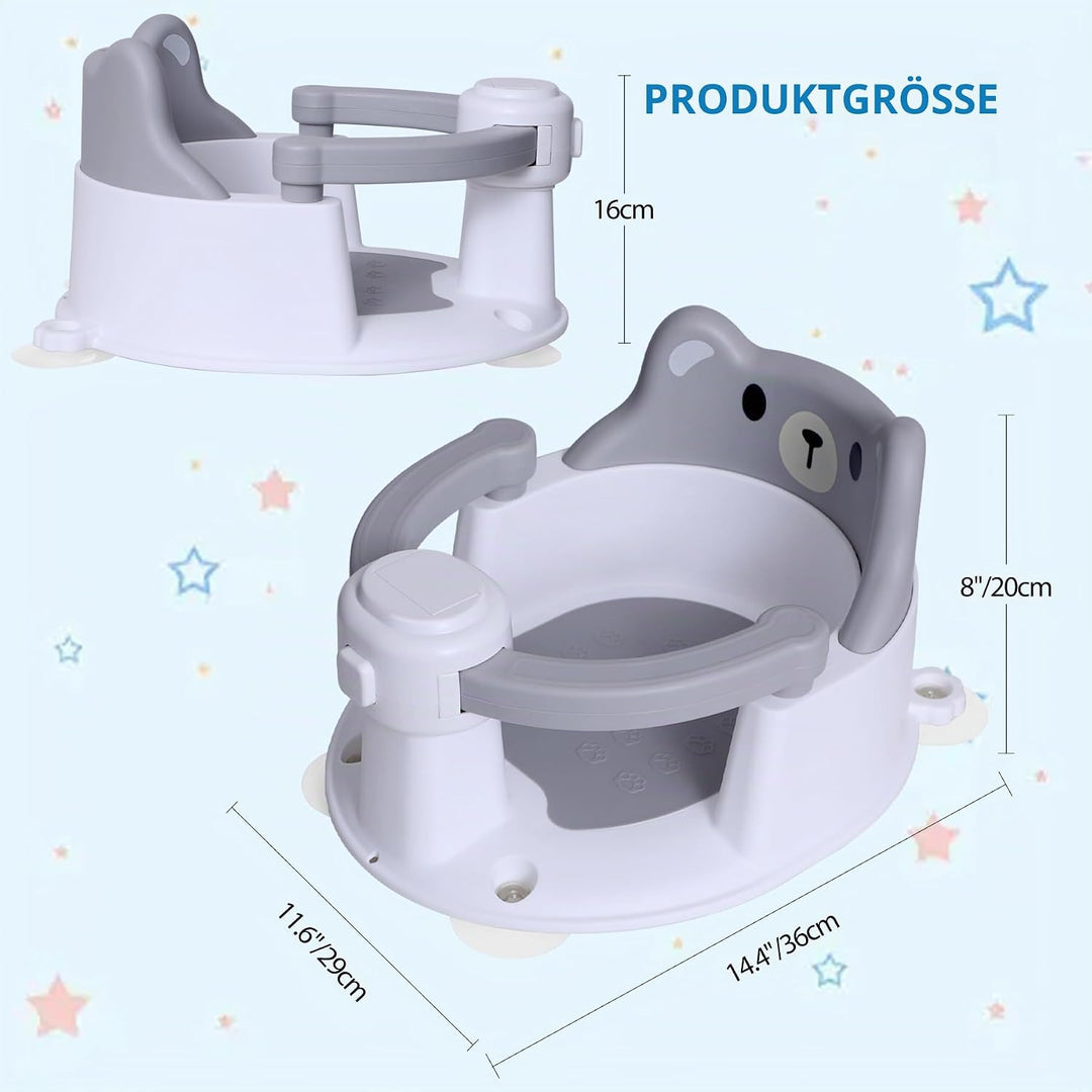 REDCAMP Baby Badewannensitz mit 4 starken Saugnäpfen, aufklappbare Armlehnen für einfachen Ein- und