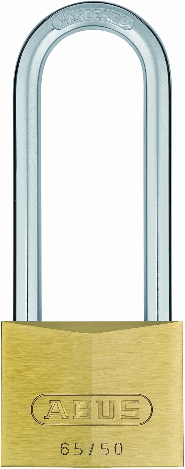 ABUS Vorhängeschloss Messing 65/50HB80 gl.-6501 - gleichschliessend und mit hohem Bügel - Messing-Sc