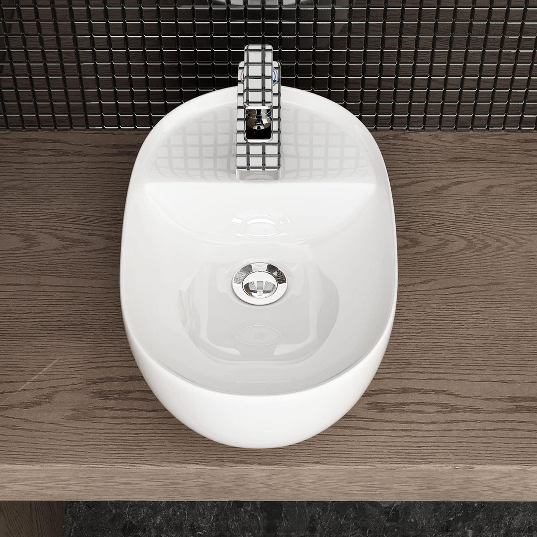 Waschbecken24 | Premium Waschbecken mit Lotus-Effekt für das Badezimmer und Gäste-WC (26x42x13cm, We