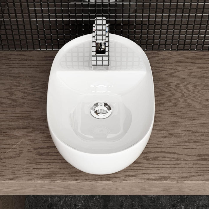Waschbecken24 | Premium Waschbecken mit Lotus-Effekt für das Badezimmer und Gäste-WC (26x42x13cm, We