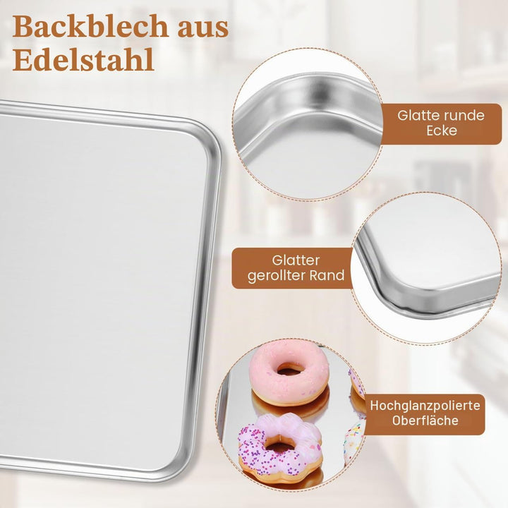 jojofuny Edelstahl Tablett Rechteckig 35x25 cm Servierplatte Rostfrei für Gastronomie & Haushalt, Fl