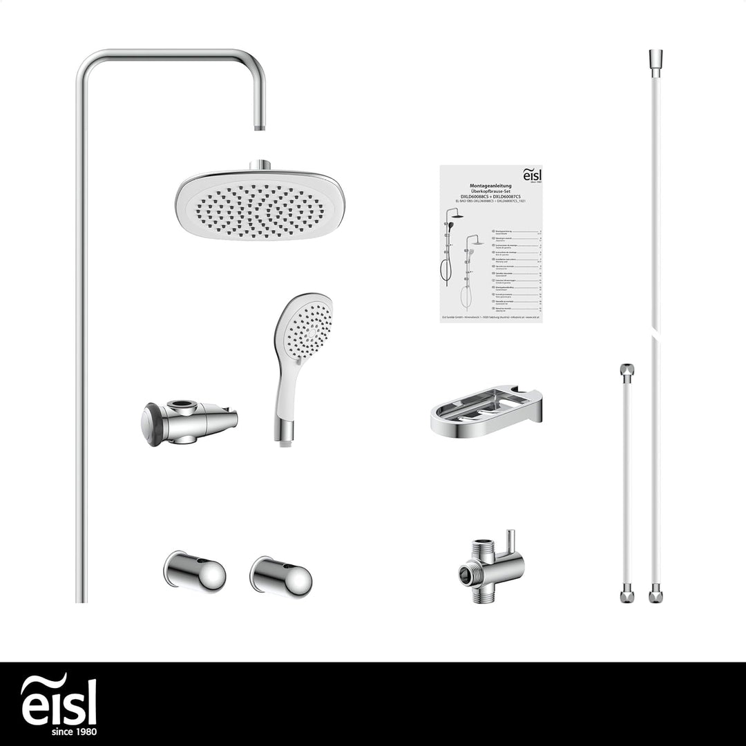 EISL Duschset DUSCHTRAUM Duschsäule mit grosser Regendusche 200 x 200 mm und Handbrause, ideal zum N